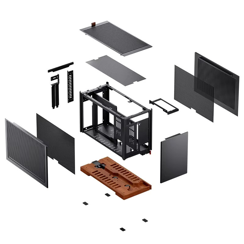 JONSBO T9 Mini ITX Desktop-Gehäuse aus Vollaluminiumlegierung in Schwarz mit PCIE 4.0 GPU-Adapterkabel - Bild 3