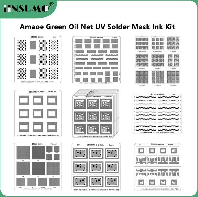 Amaoe Grünes Ölnetz UV-Lötmasken-Tintenset für iPhone Samsung Huawei HD LCD CPU BGA RAM IC Chip Motherboard Reballing Schablone - Bild 1