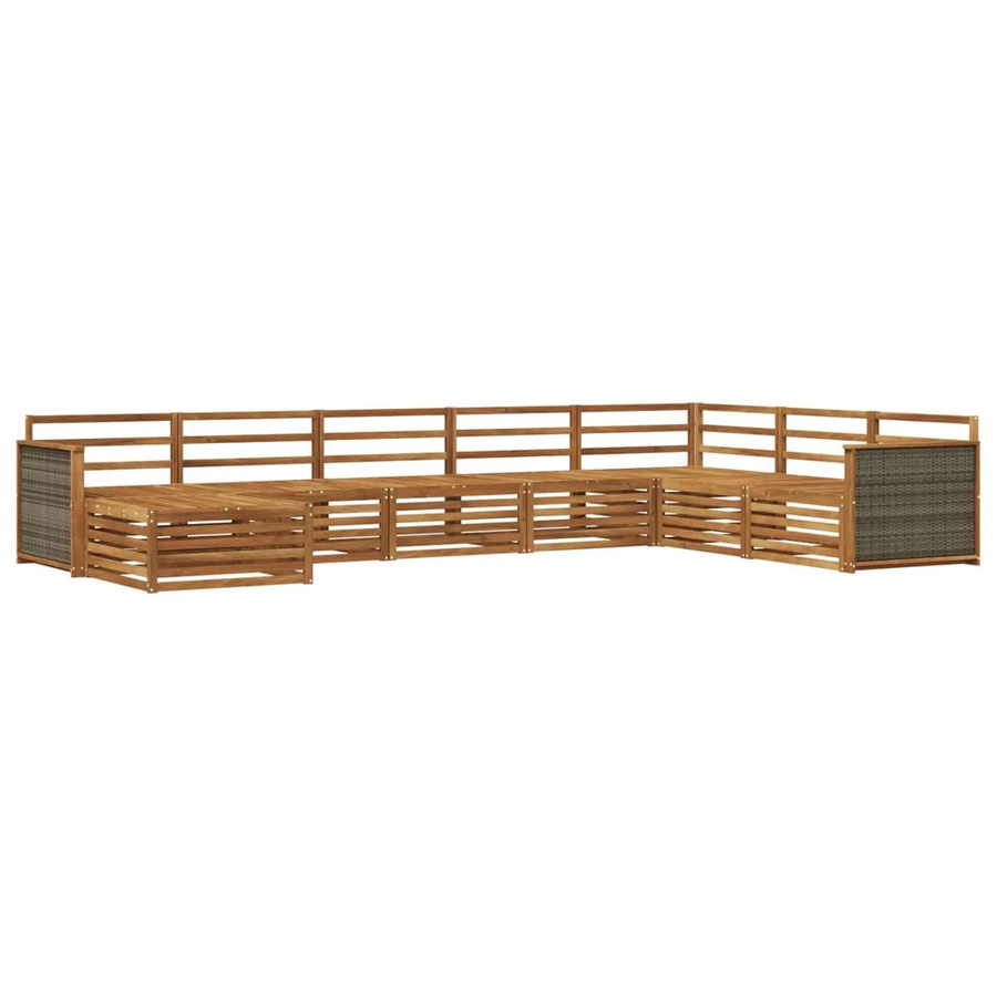 vidaXL Outdoor-Sofagarnitur aus Akazienholz in Braun, 8-teiliges U-Shape Set mit modernem Latten-Design - Bild 2