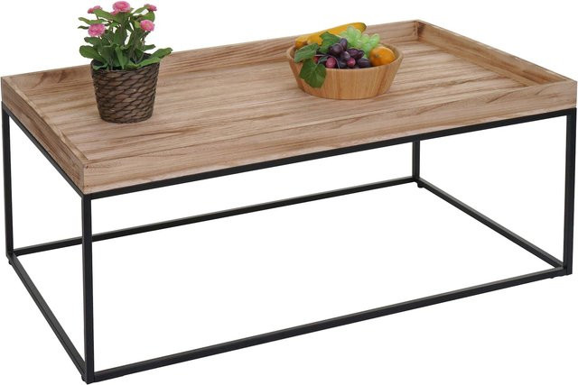 Couchtisch MCW K71 aus Massivholz und Metall in Braun und Beige, B/T/H: 110 x 46 x 60 cm - Bild 1