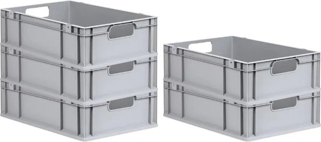 PROREGAL Spar Set 5x Eurobox Nextgen Economy Transportboxen Grau H x B x T: 17 x 40 x 60 cm mit 34 Liter Volumen - Bild 1