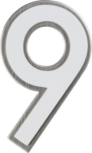 ALPERTEC Hausnummer 9 aus Kunststoff in Weiß, nachtleuchtend, B/H/T: 11,7 x 17,0 x 1,8 cm - Bild 1