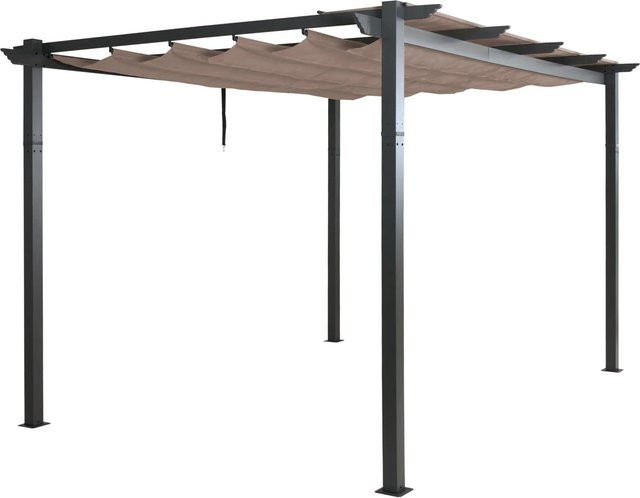 BERLINLODGE Aluminium Pergola mit Schiebedach in Taupe, B/T/H: 400 x 300 x 240 cm - Bild 1