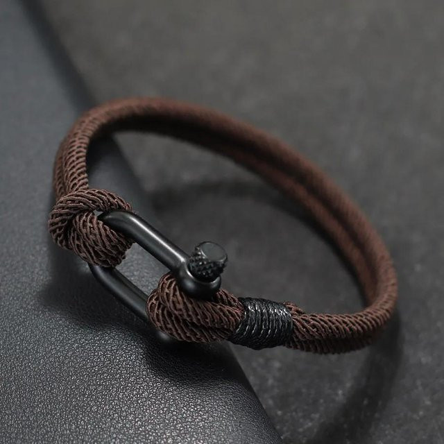 Armband Herren, Edelstahl, Schwarz, Nautisches Wickelarmband - Bild 1