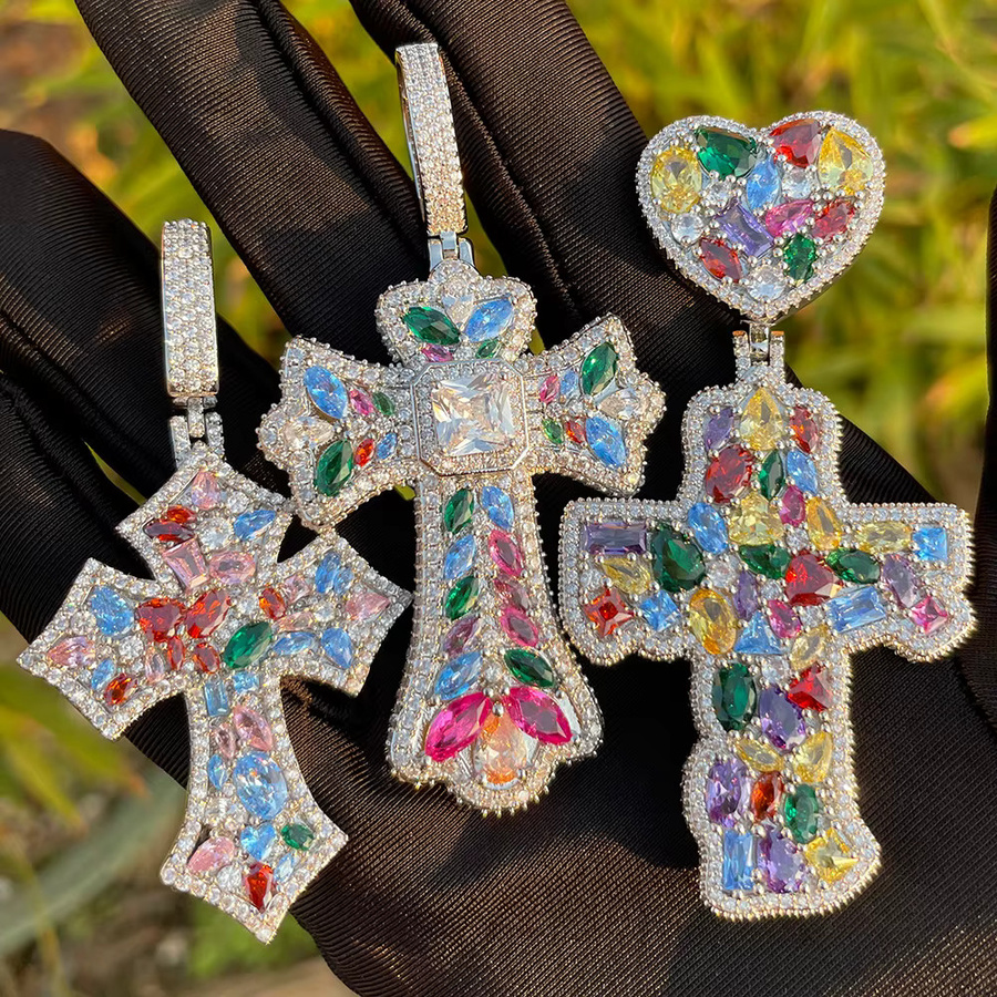 ESKEEM Halskette mit Kreuz Anhänger, 18k vergoldet, Messing, Zirkonia, Herren - Bild 2