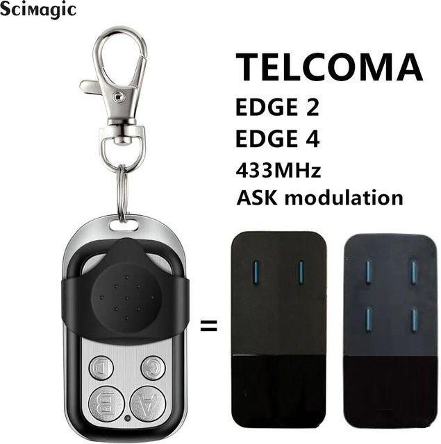 TELCOMA Garagentor-Fernbedienung Schwarz Kompatibel mit TELCOMA EDGE 2 EDGE 4 ASK 433MHz-Sender - Bild 1