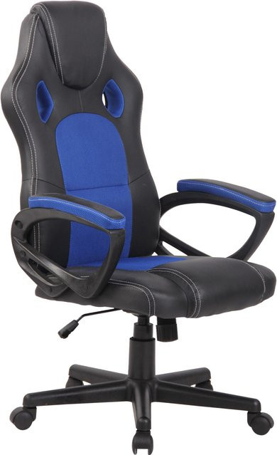 TPFLiving Racing Bürostuhl First Gaming Chair in Blau mit Armlehnen und Rollen, B/T/H: 66 x 62 x 120 cm - Bild 1