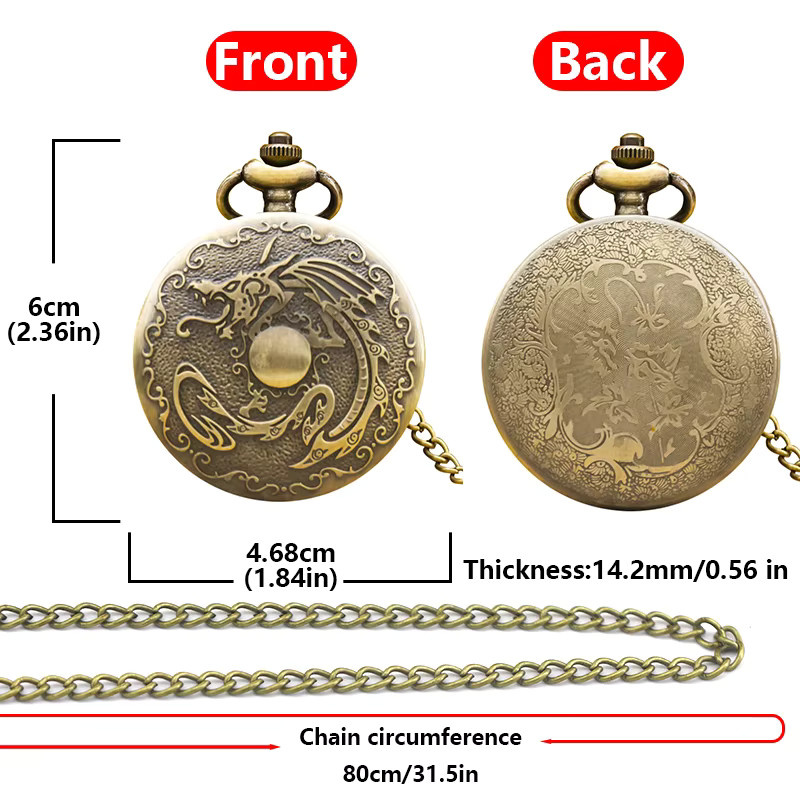 wecin Taschenuhr Halskette, Bronze, Quarz, Perle, Unisex - Bild 4