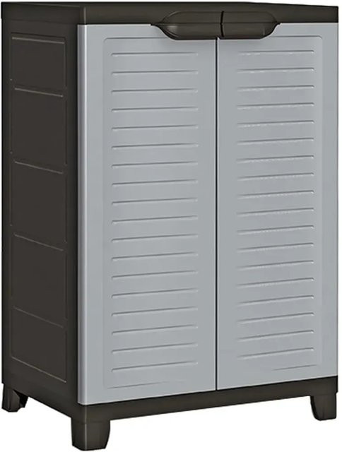 vidaXL Kunststoffschrank Grau mit Regalböden und Schloss B/T/H: 65 x 45 x 97 cm - Bild 1