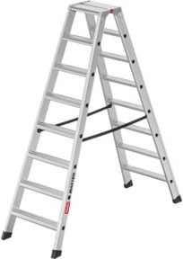 Hailo Aluminium-Doppelstufenleiter Master D100 in Silber mit 2 x 8 Stufen - Bild 1