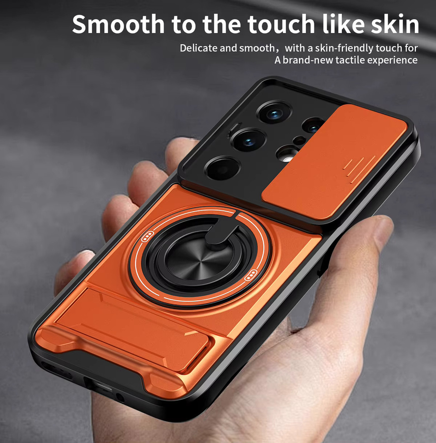 Stoßfeste Panzer-Handyhülle für Tecno Camon 50 40 30 20 Pro, Pova 6 Neo 7 Ultra mit Kameraschutz, Ständer und magnetischer Abdeckung in Orange - Bild 6
