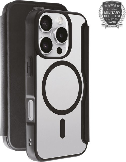 Vivanco MAG PREMIUM Wallet Handyhülle für iPhone 16 Pro mit MagSafe Support und 2,0m Drop-Protection, Schwarz - Bild 1