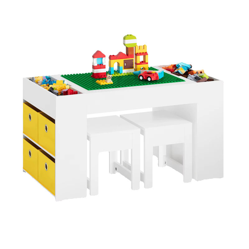 SoBuy Kindertisch mit 2 Stühlen KMB75-W Kindersitzgruppe mit Stauraum in Weiß B/T/H: 87 x 50 x 50 cm - Bild 6