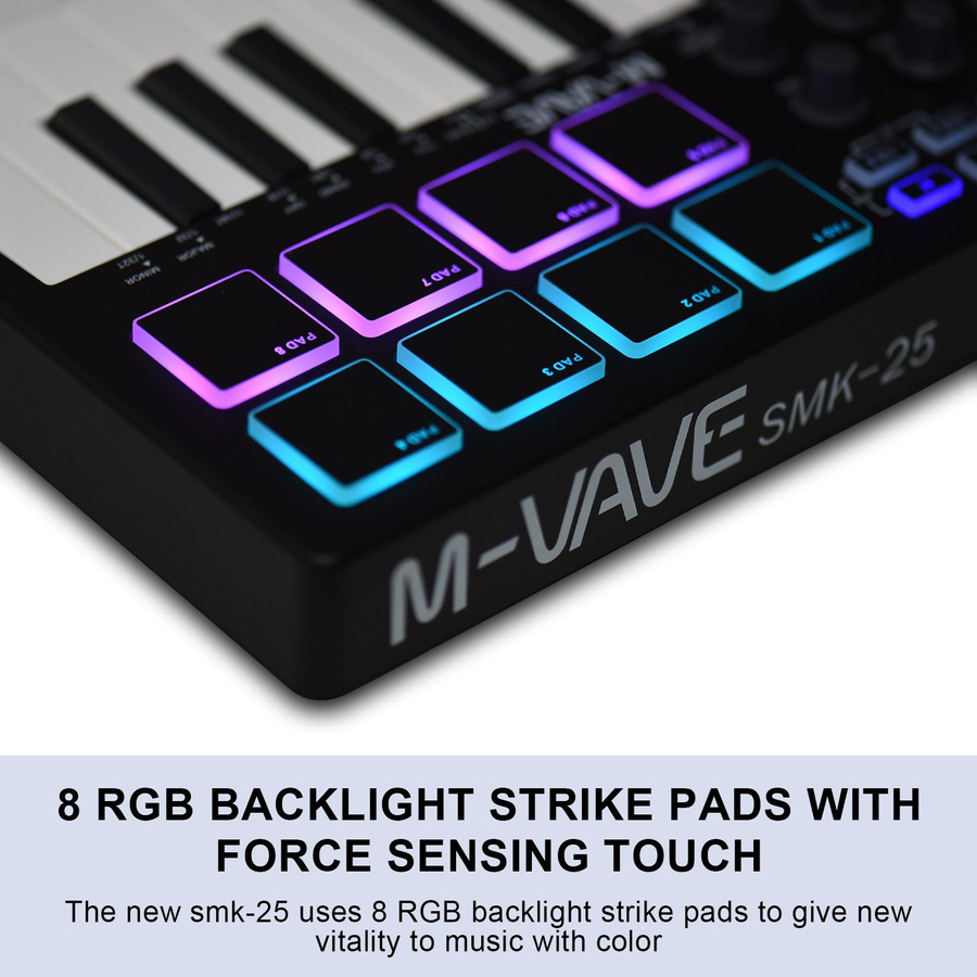 M-VAVE Mini MIDI-Controller mit 25 Tasten, tragbare USB und Bluetooth Musik-Steuerungstastatur in Schwarz - Bild 9