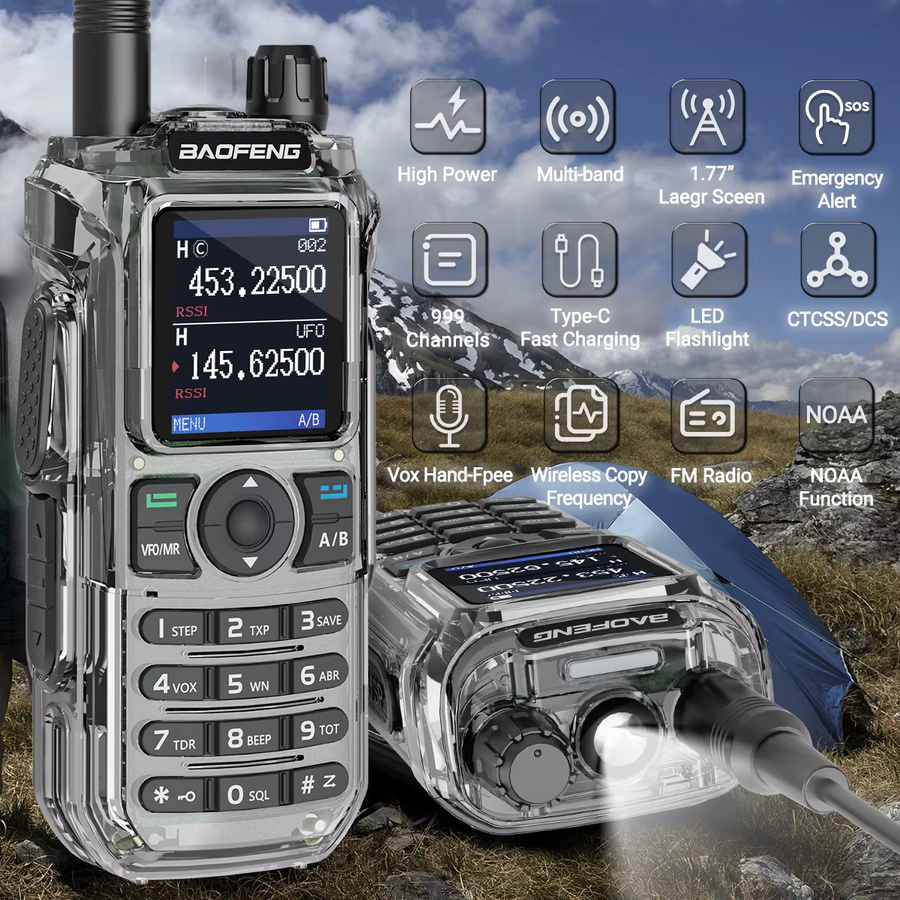 Baofeng UV-21 PRO V4 Walkie-Talkie 10W Hochleistungs-Multiband Langstrecken-Funkgerät mit Frequenzkopierfunktion in Grau - Bild 2