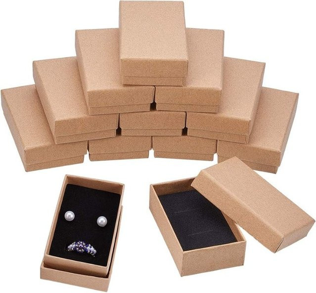 18er-Pack Schmuckboxen aus Kraftkarton in Braun für Halsketten, Ohrringe und Ringe, B/H/T: 8,13 x 5,08 x 2,29 cm - Bild 1