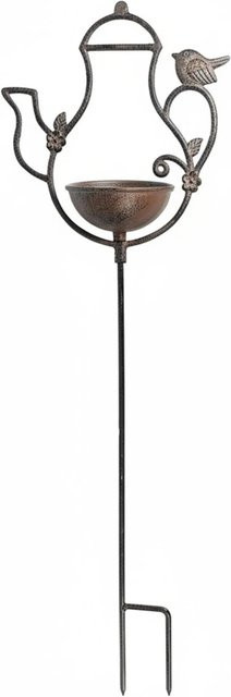 Relaxdays Vogeltränke aus Gusseisen in Braun mit Erdspieß, wetterfest und frostsicher, Höhe: 86 cm, Breite: 27 cm, Tiefe: 13 cm - Bild 1
