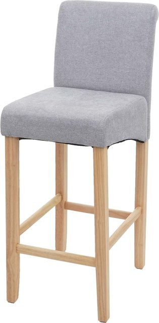 Barhocker MCW-C33 in Hellgrau mit Stoffbezug und Holzbeinen im Retro-Look - Bild 1