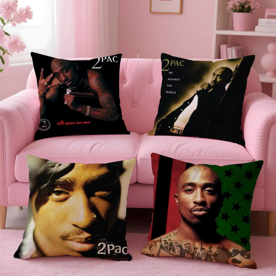 2P-PAC Tupac S-Shakur Kissenbezug aus Plüschstoff, schwarz und mehrfarbig, quadratisch, B/T/H: 30 x 30 x 30 cm - Bild 3
