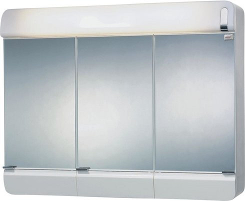 JOKEY Spiegelschrank Alida, 3-türig mit LED-Beleuchtung und Steckdose, Weiß Hochglanz, B: 68,5 cm, H: 54,5 cm, T: 18,0 cm - Bild 1