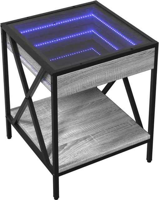 vidaXL Couchtisch mit Infinity-LED in Grau Sonoma, B/T/H: 40 x 40 x 49 cm - Bild 1