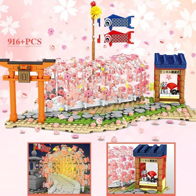 Binchi Keji Travel Sakura Street View Bausteine Stadt, Sakura Series - Bild 1