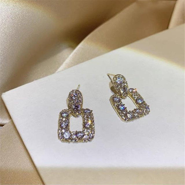 Ohrringe, Kristall, Zirkonia, Gold, Kupfer, Damen, Vintage - Bild 1