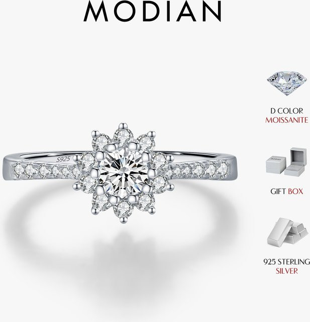 MODIAN D Ring, 925 Silber, Moissanit, Damen - Bild 1