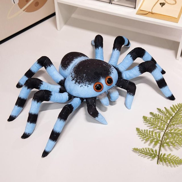 Yiran Health & Beauty Spinne Insekt Simulation Plüschtier, Grau/Blau/Gelb, 20cm - Bild 1