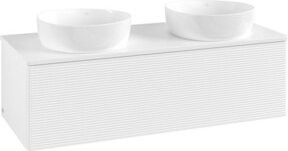 V&B Waschtischunterschrank Antao mit Frontstruktur und Beleuchtung, Farbe: Weiß, B/T/H: 120 x 50 x 36 cm - Bild 1