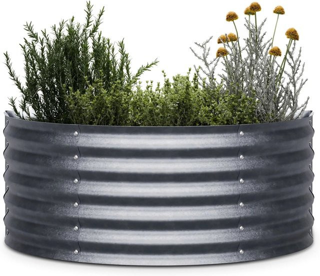 Blumfeldt High Grow Half Circle Hochbeet aus Stahl-Wellblech in Silber, B/T/H: 105 x 43 x 60 cm - Bild 1