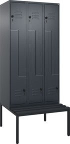 C+P Z-Spind Classic PLUS Sitzbank mit 6 Fächern und Sicherheits-Drehriegel, B/T/H: 212 x 90 x 81,5 cm, Anthrazit/Schwarz - Bild 1