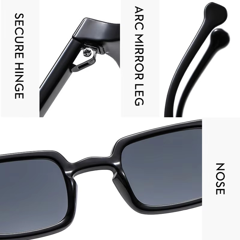 Sonnenbrille Rechteck, Vollrand, Kunststoff, Unisex, Schwarz - Bild 4