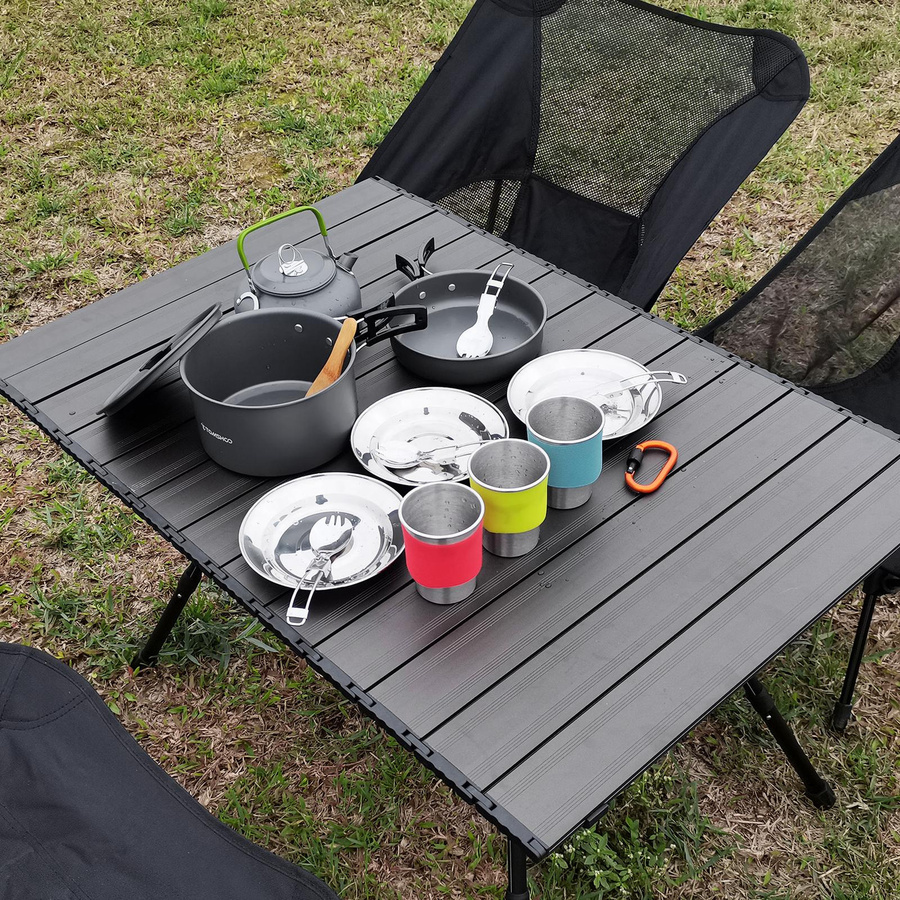 TOMSHOO 22-teiliges Camping-Kochgeschirr Set mit Antihaftbeschichtung aus Aluminium und Edelstahl für Outdoor, Wandern und Camping - Bild 5