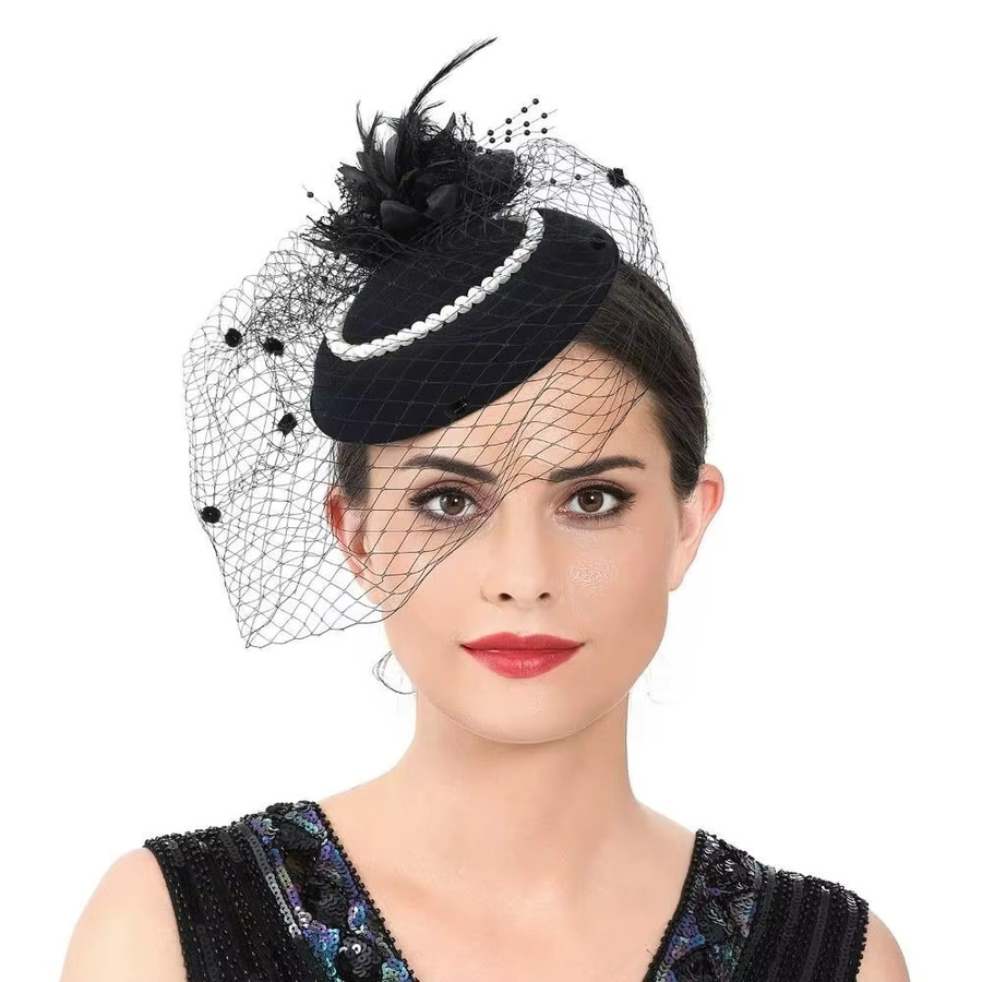 Fascinator Pillbox Hut, Perle, Blume, Damen - Bild 2