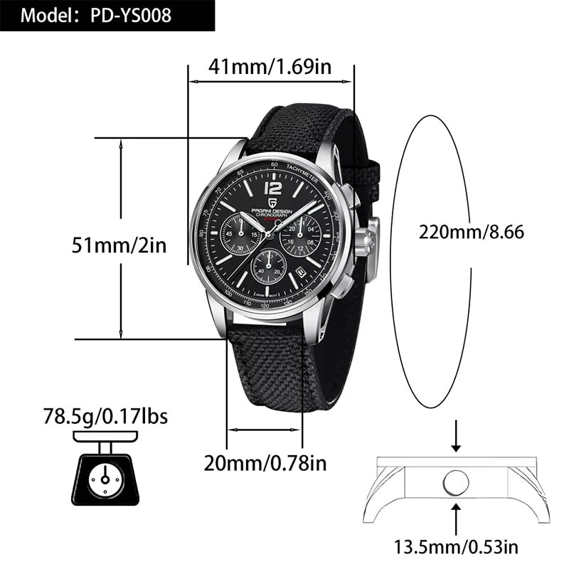 PAGANI DESIGN Armbanduhr, Quarz, Edelstahl, Saphirglas, 41 mm, Herren - Bild 3