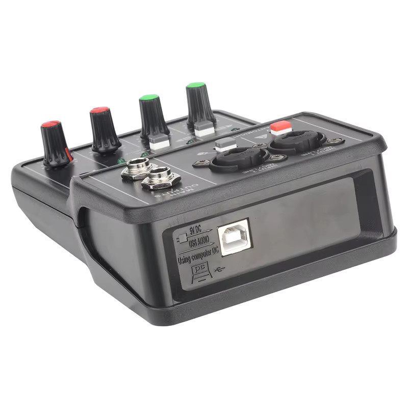 TEYUN Q-12 USB-Audio-Schnittstelle in Schwarz mit 2 Mikrofoneingängen für Studio und Heimaufnahme, 16 Bit, 48 kHz - Bild 2