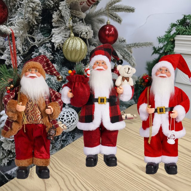 DUTRIEUX Weihnachtsmann-Figur in Rot und Gold aus Kunststoff und Textil, Höhe: 30,48 cm - Bild 1