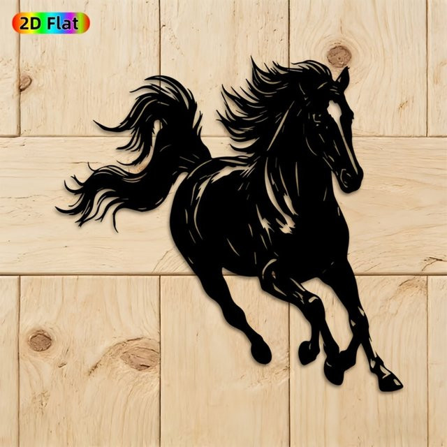 CIFBUY Metall-Wandkunst Pferd als Eisenskulptur in Schwarz für Innen- und Außenbereich B: 20,32 cm, H: 20,32 cm, T: 20,32 cm - Bild 1