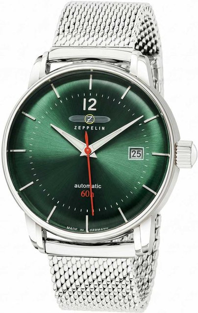 Zeppelin Automatik Herrenuhr, Edelstahl, Grün, 41 mm, 5 ATM - Bild 1
