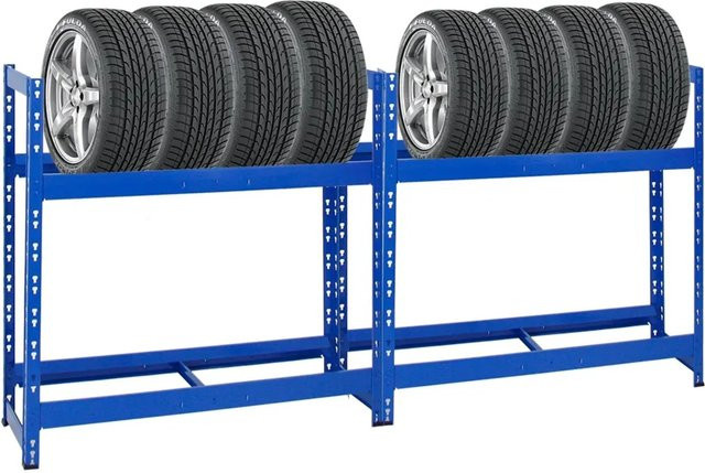 2er Set PROREGAL Tiger Reifenregal aus Stahl in Blau, H x B x T: 100 x 110 x 35 cm - Bild 1