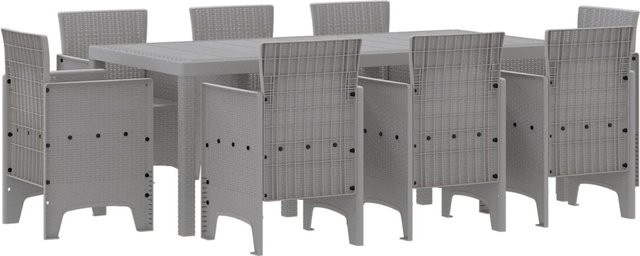 vidaXL 9-teilige Garten-Essgruppe aus Poly-Rattan in Grau - Bild 1