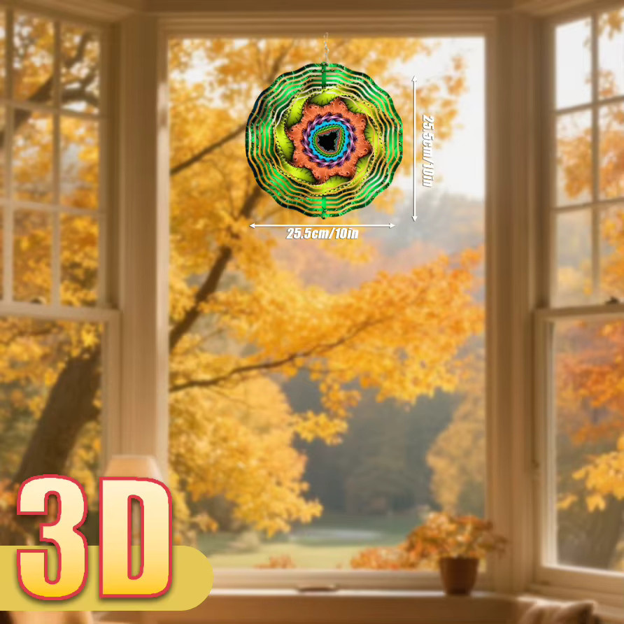 CIFBUY 3D Metall-Windfahne Spiralförmige Kinetische Kunst Farbenfrohe Doppelseitige Rotierende Gartendekoration in Multicolour - Bild 3