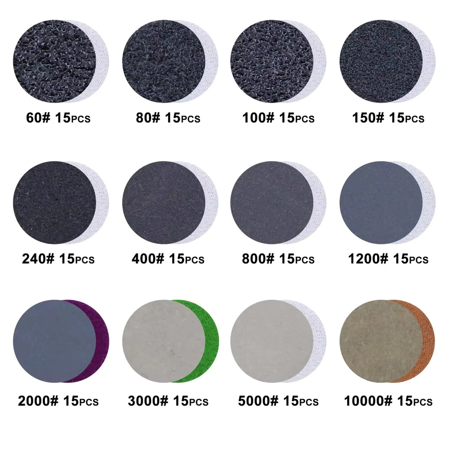 VIBRATITE 191-teiliges Nass- und Trockenschleifset mit Polierpads und Trägerplatte, Körnung 60 bis 10000, Multicolor, für Bohrer und Luftschleifer - Bild 3
