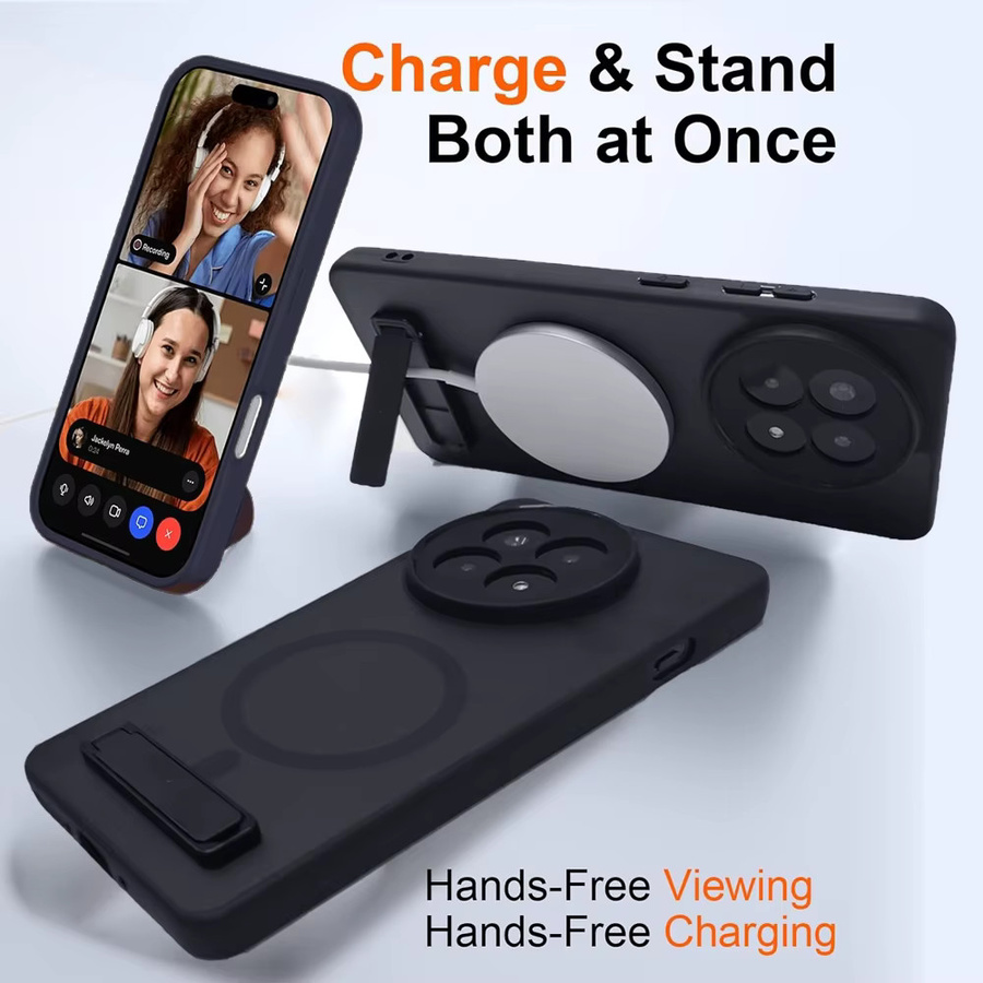 UYUXIO Magnetische Handyhülle mit Ständer für OnePlus 15 13T 13s 13 13R Ace 5 PRO Nord CE5 Ultra Slim Kickstand Cover in Schwarz - Bild 3