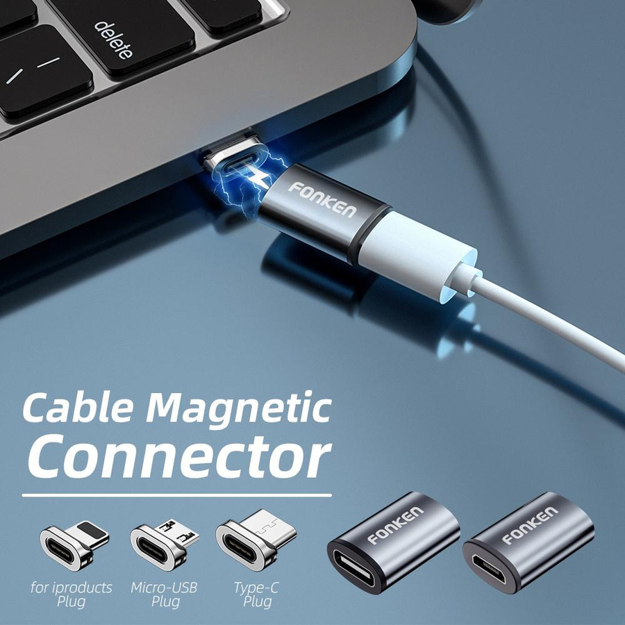 FONKEN Magnetischer USB-C auf Micro-USB Konverter Adapter Set, Grau - Bild 8