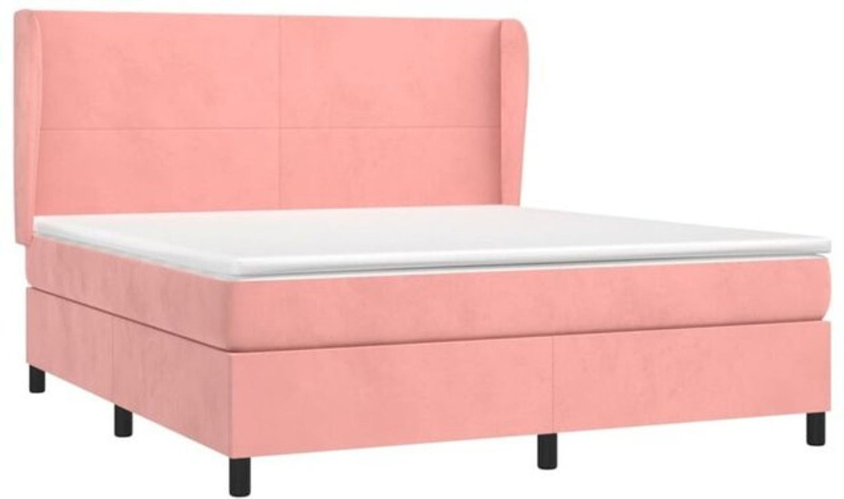 Vidaxl Boxspringbett mit Matratze aus Samt in Rosa B/T/H: 180 x 200 x 128 cm - Bild 1