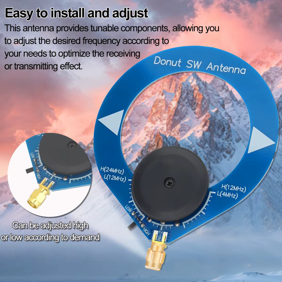 ABBREE Donut SW MW AM Mini-Antenne Kreisschleife in Blau mit SMA-Anschluss für Amateurfunk 4 MHz-24 MHz und 500 kHz-2000 kHz - Bild 4