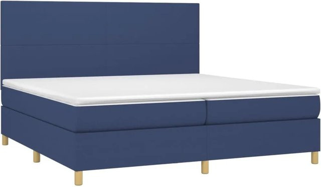 vidaXL Boxspringbett mit Matratze und LED-Beleuchtung in Blau, Hybrid-Bett mit USB-Anschluss und Taschenfederkern, B/T/H: 200 x 203 x 128 cm - Bild 1