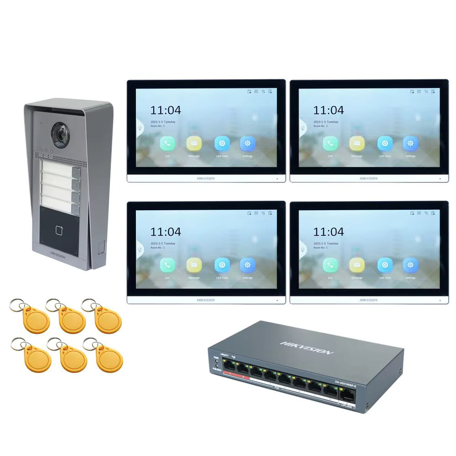 HIKVISION Video-Gegensprechanlage-KIT mit PoE-Switch, DS-KV8113-WME1(C) und DS-KH6350-WTE1 in Grau mit Wi-Fi und Ethernet/LAN - Bild 3